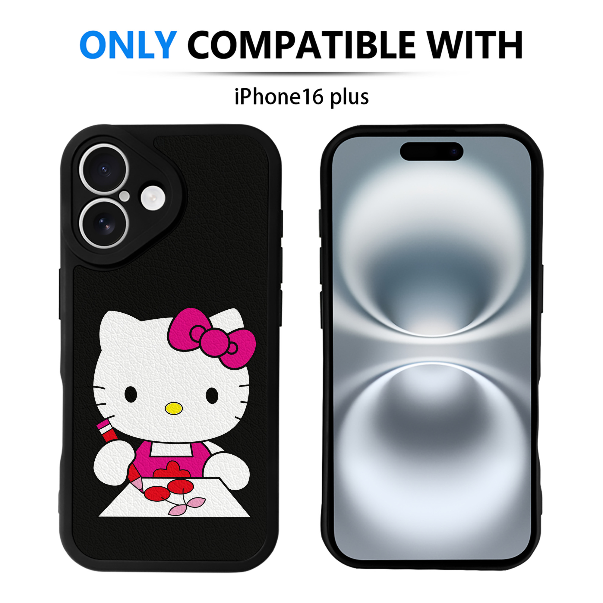 （画像用） Hello Kitty ハローキティ 【iPhone 16シリーズ対応】シリコンスマホケース（レザー調） 材質：シリコン